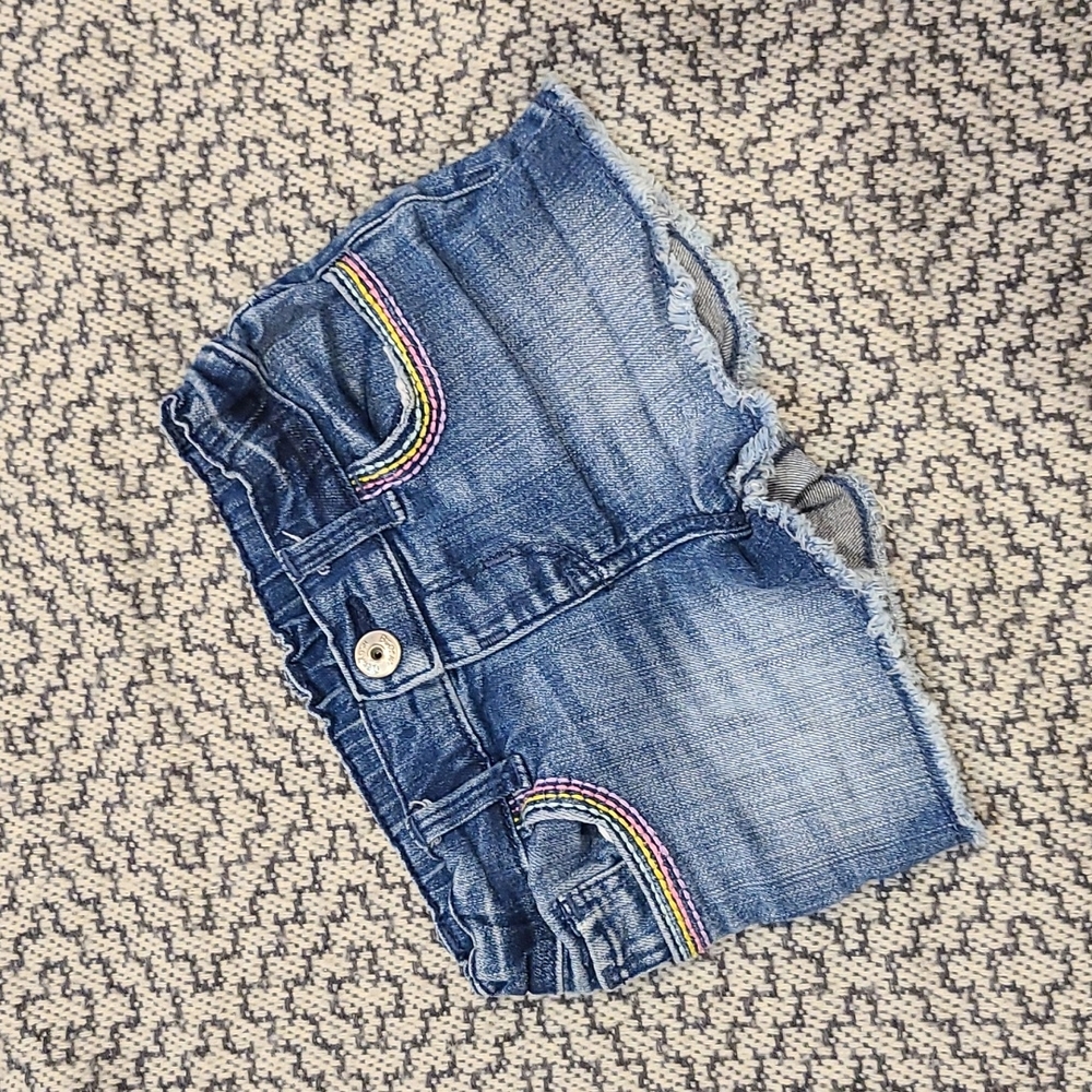 OshKosh Jean Shorts with Rainbow Stitch Detail Size 18-24M